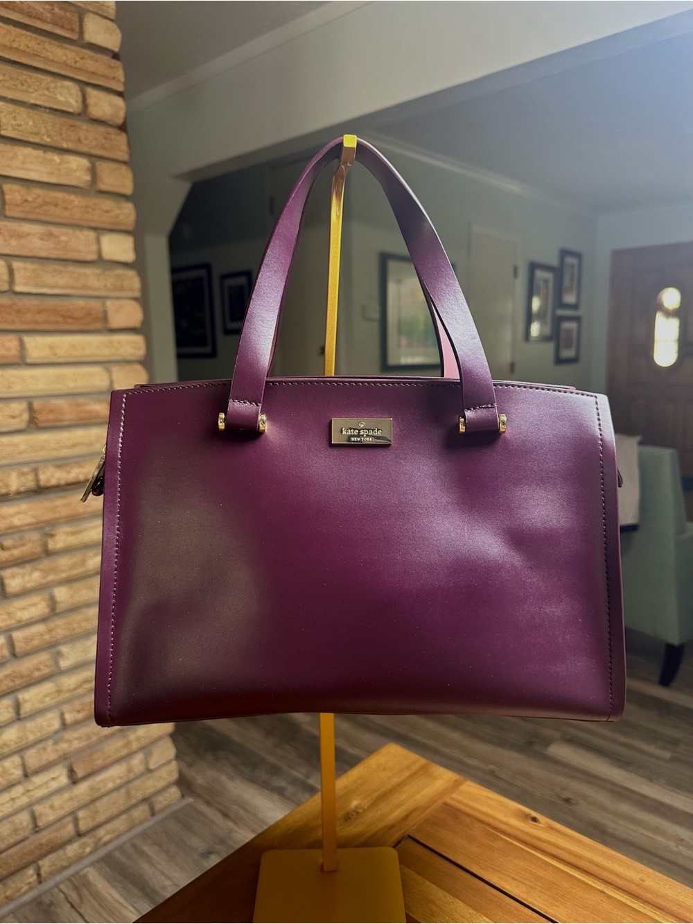 Kate Spade Deep Burgundy Arbour Hill Caley Leather Tote with Detachable Strap